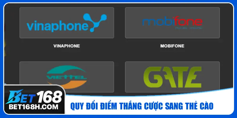 Bet168 hỗ trợ đổi điểm thưởng thắng cược sang thẻ cào