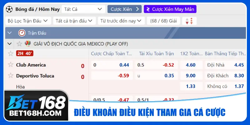 Điều khoản và điều kiện sử dụng dịch vụ tại nền tảng giải trí Bet 168