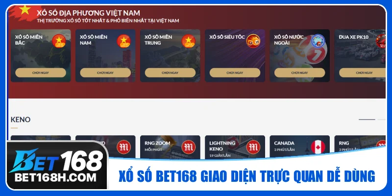 Giao diện trò chơi xổ số thiết kế trực quan, dễ tìm kiếm và thao tác