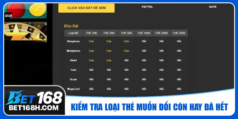 Kiểm tra xem loại thẻ bạn muốn quy đổi còn hay đã kết
